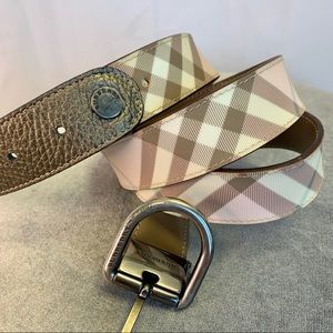 Burberry pastel pink tan brown cream belt size 40/100